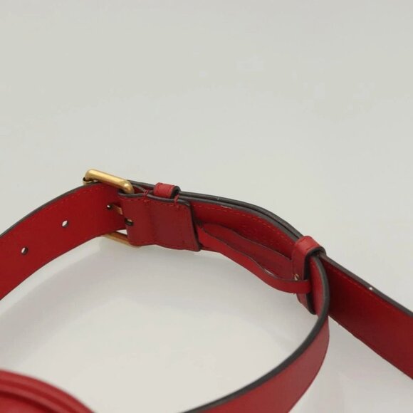 GUCCI GG Marmont Waist Bag Leather Red Gold - Picture 8 of 16